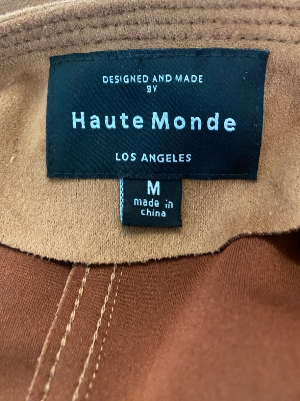 Haute Monde Women's Faux Suede Open Front Jacket in Cognac Size M - Picture 5 of 12